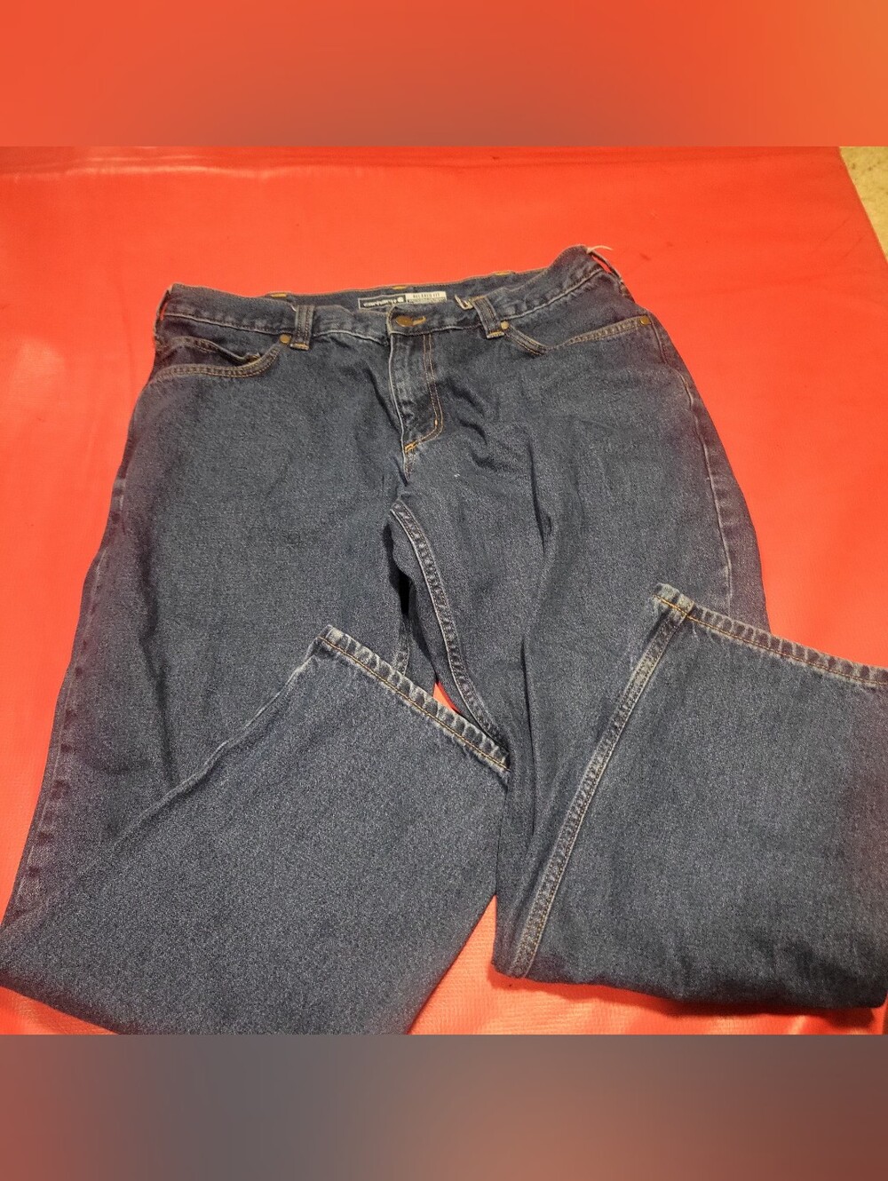 Carhartt Holter Jean 36 x 32 Relaxed Fit Straight Leg Blue Denim SP22